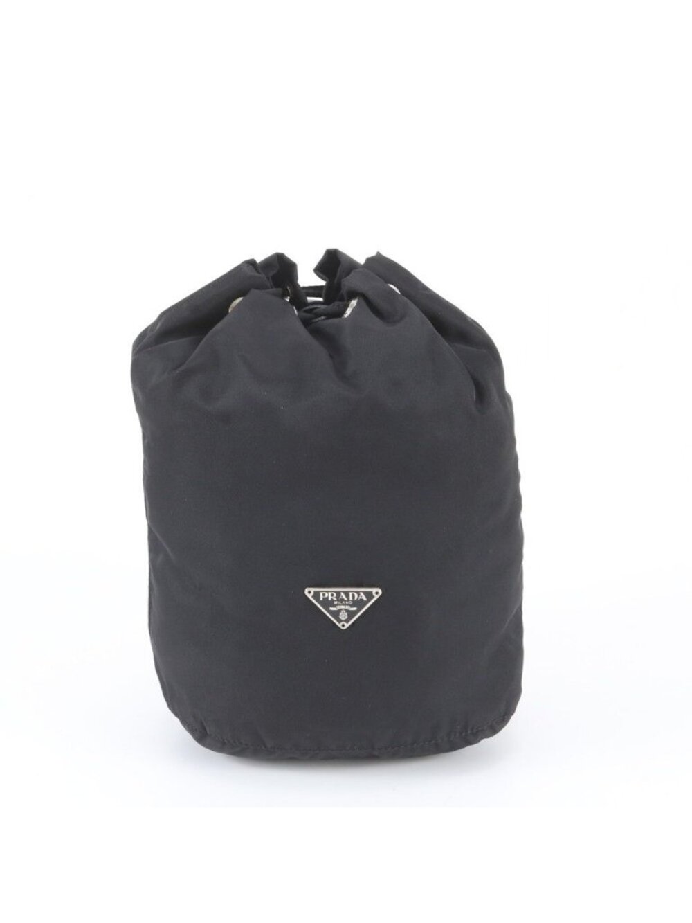Prada White Tag Tessuto Nylon Triangle Logo Leather Pouch